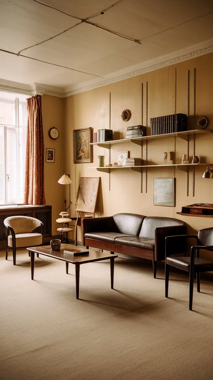 A sanctuary of calm, this vintage apartment invites you to unwind and appreciate the simple pleasures. The muted beige palette, complemented by thoughtfully placed furniture and A touch of personal history, evokes a sense of nostalgia and tranquility. A truly timeless space.
