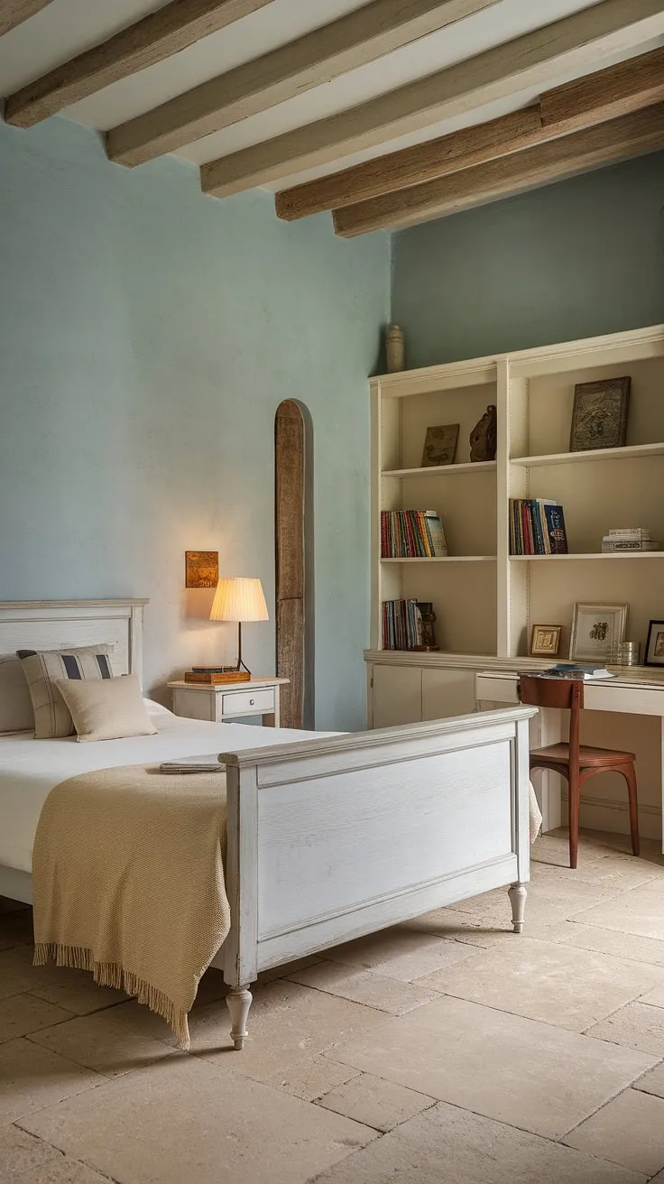 With its boho vintage aesthetic and contemporary touches, this master bedroom showcases vintage chic bedroom ideas through a harmonious mix of textures and colors.