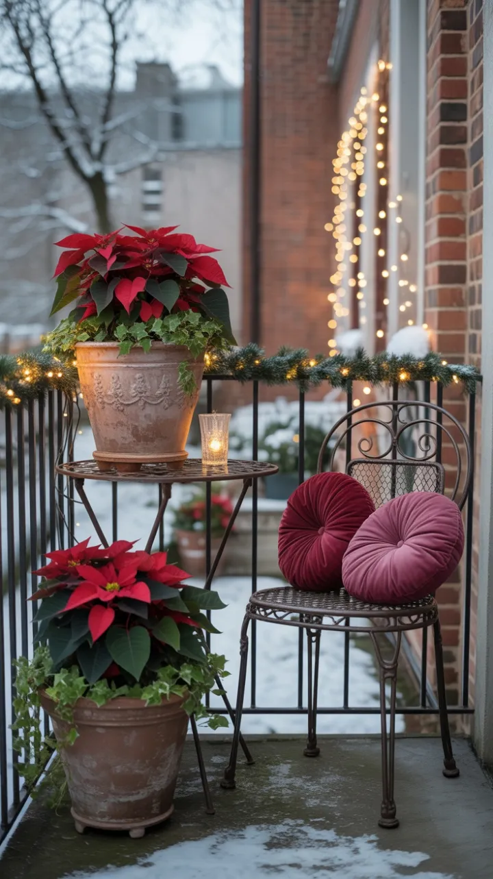 Velvet Twilight on a Poinsettia Balcony