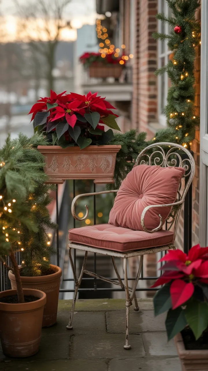 Golden-Hour Vintage Christmas Balcony