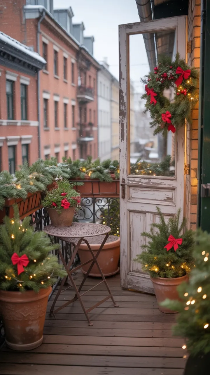 Golden Hour Christmas on a Vintage Balcony