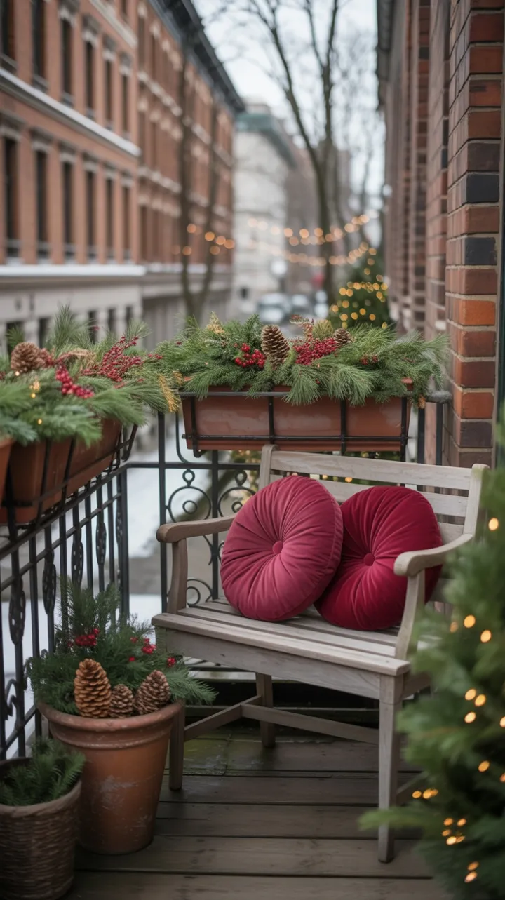 Vintage Holiday Nook on a Snowy Cobblestone Street