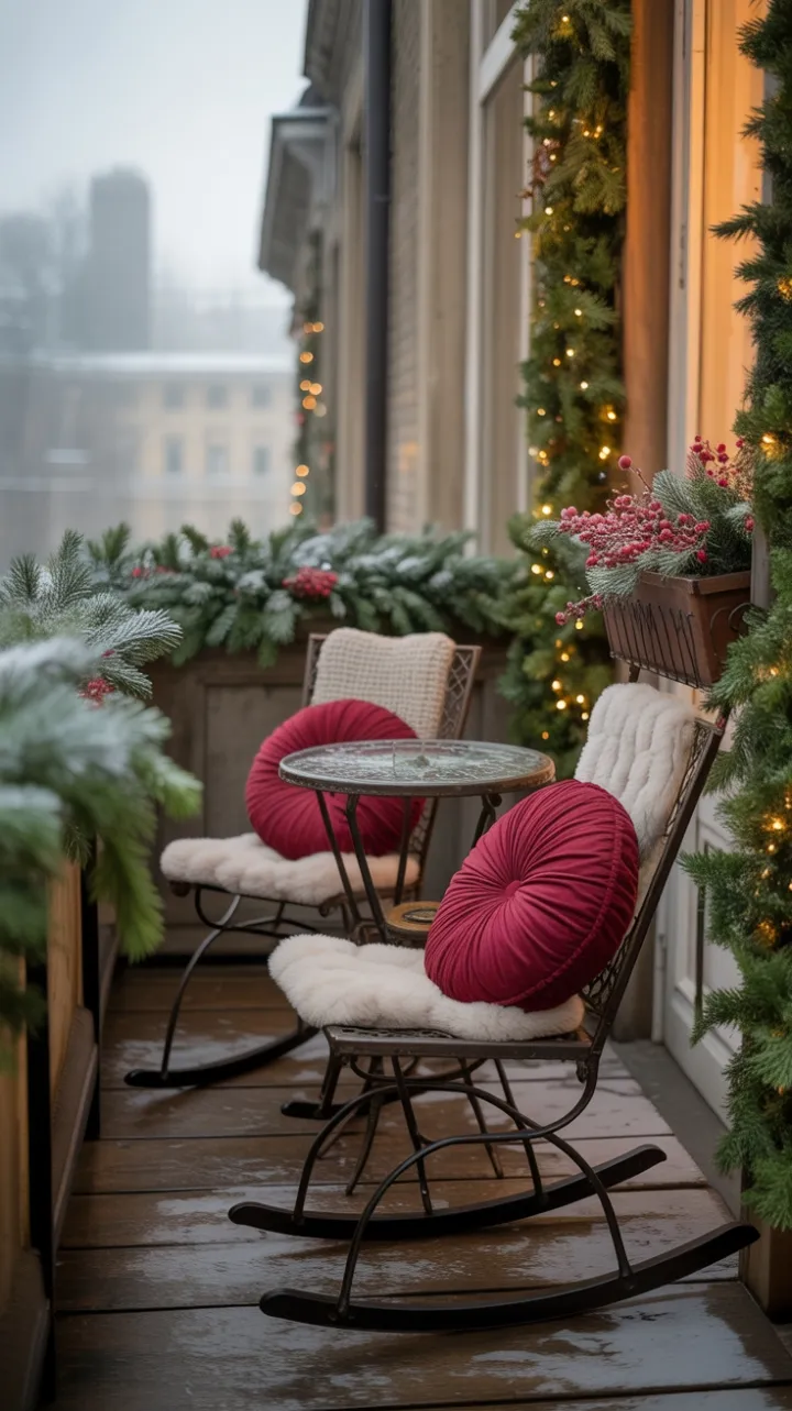 Vintage Balcony Dressed for a Cozy Christmas