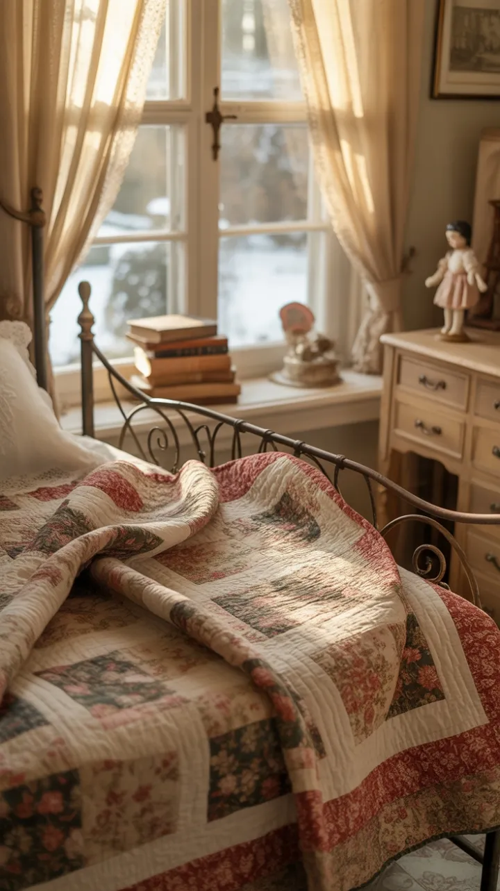 Snowlit Reverie in a Vintage Bedroom