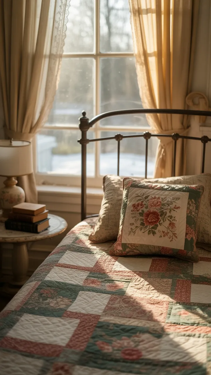 Winter Light on a Patchwork Bed