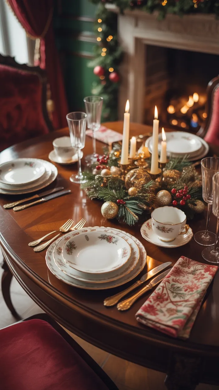 Candlelit Vintage Christmas on Mahogany