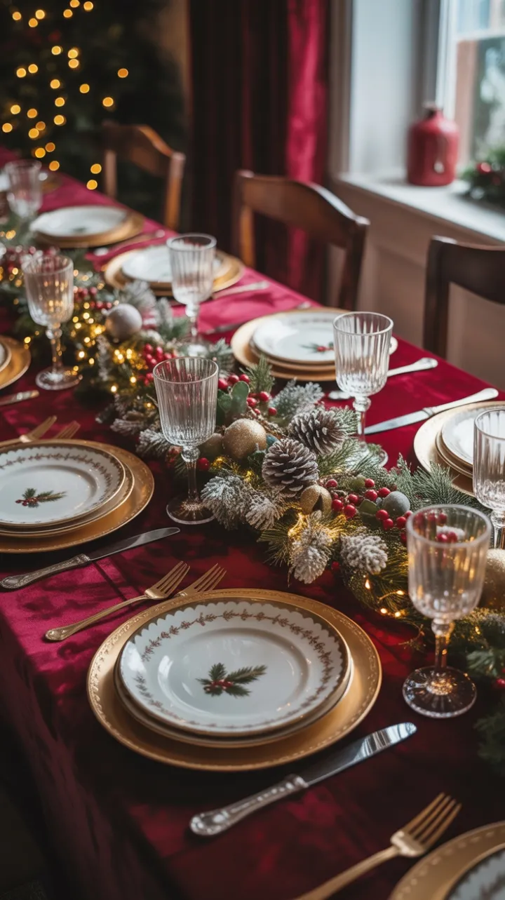 Crimson Velvet Holiday: A Vintage Christmas Table