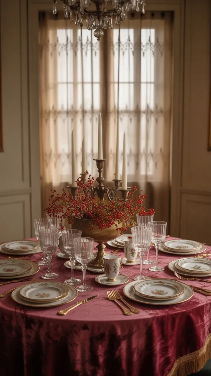 Crimson Velvet and Gilded China