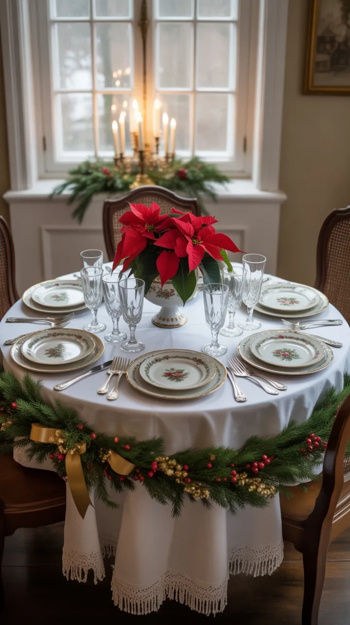 Heirloom Holiday Table Dressed in Evergreen and Gold