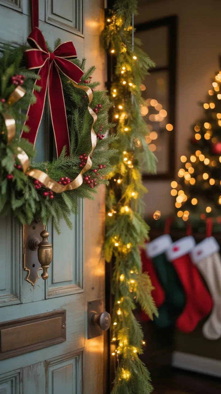 Dusk-Bathed Vintage Doorway Wreathed in Velvet and Gold