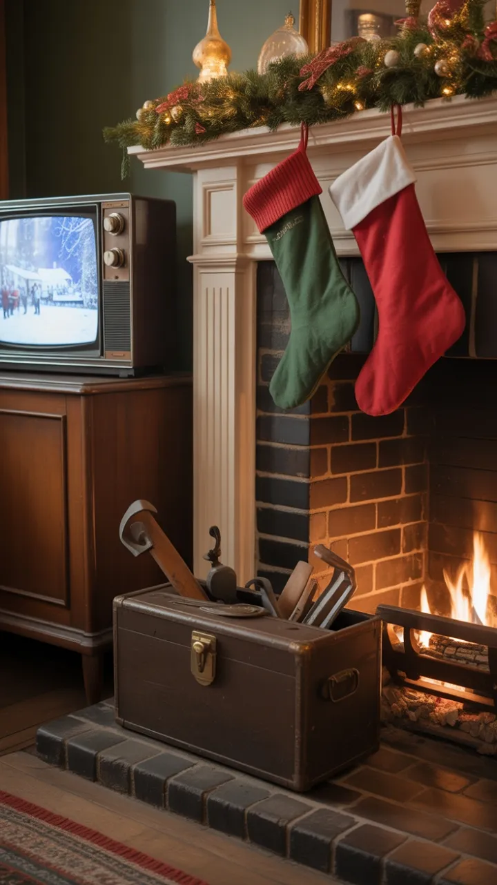 A Timeless Christmas Glow on a Vintage Hearth