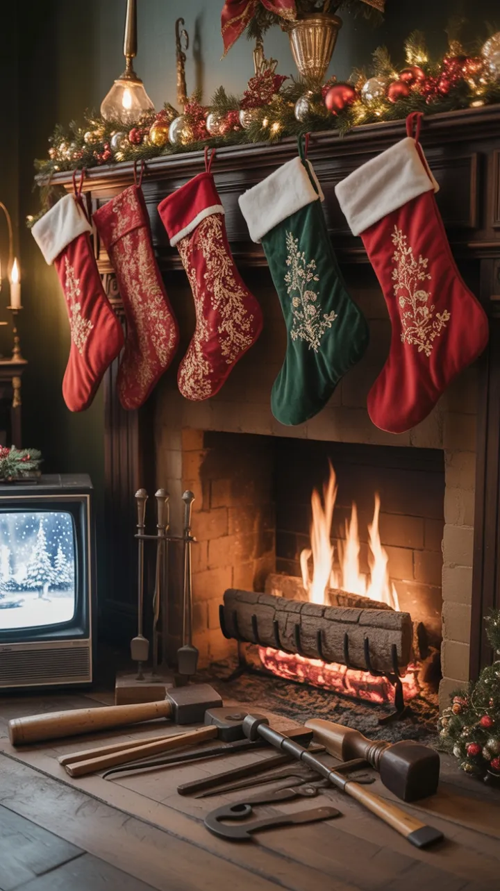 Heirloom Hearth Velvet Stockings and Vintage Holiday Charm