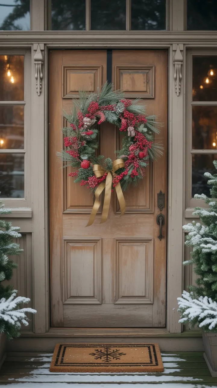 Frosted Elegance on a Weathered Welcome