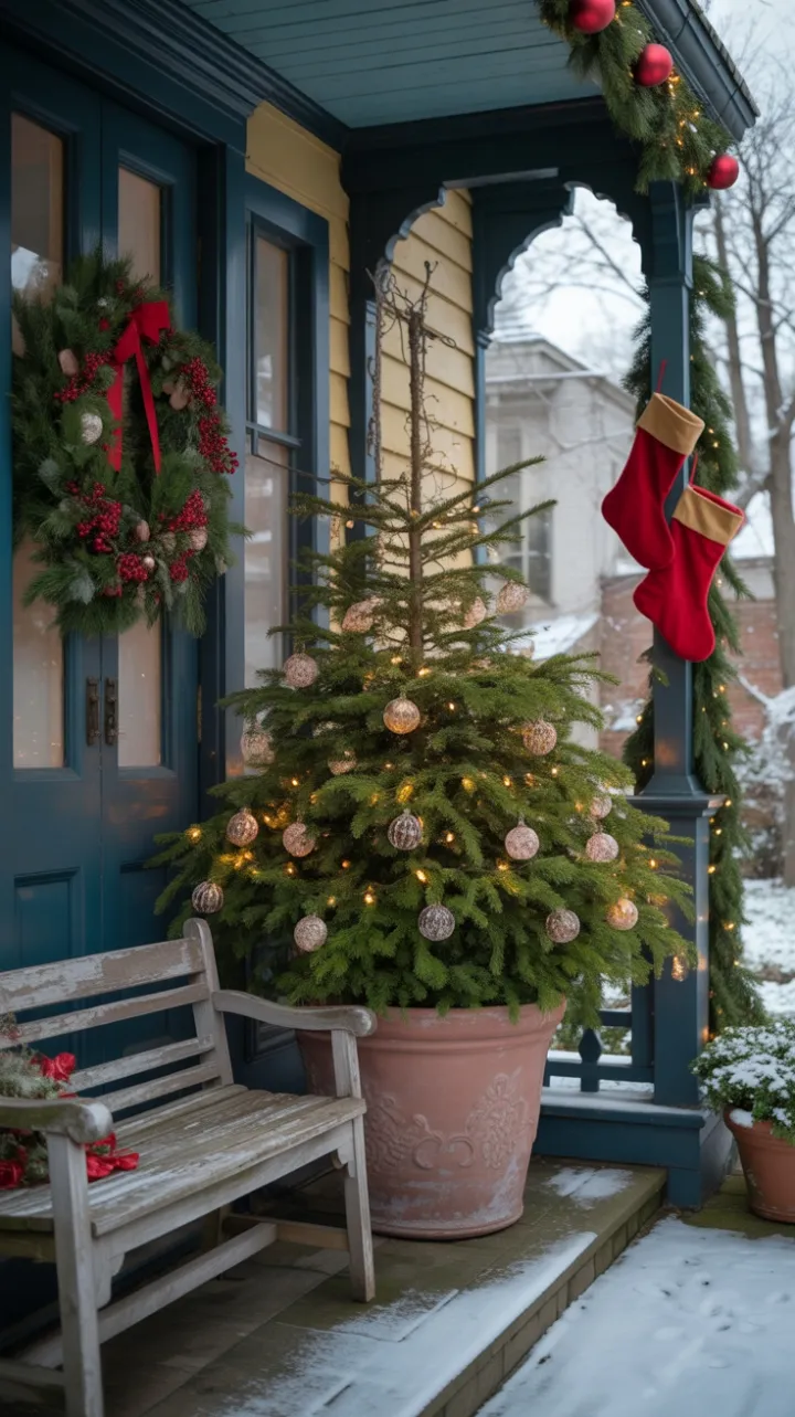 Snow-Kissed Victorian Christmas Porch