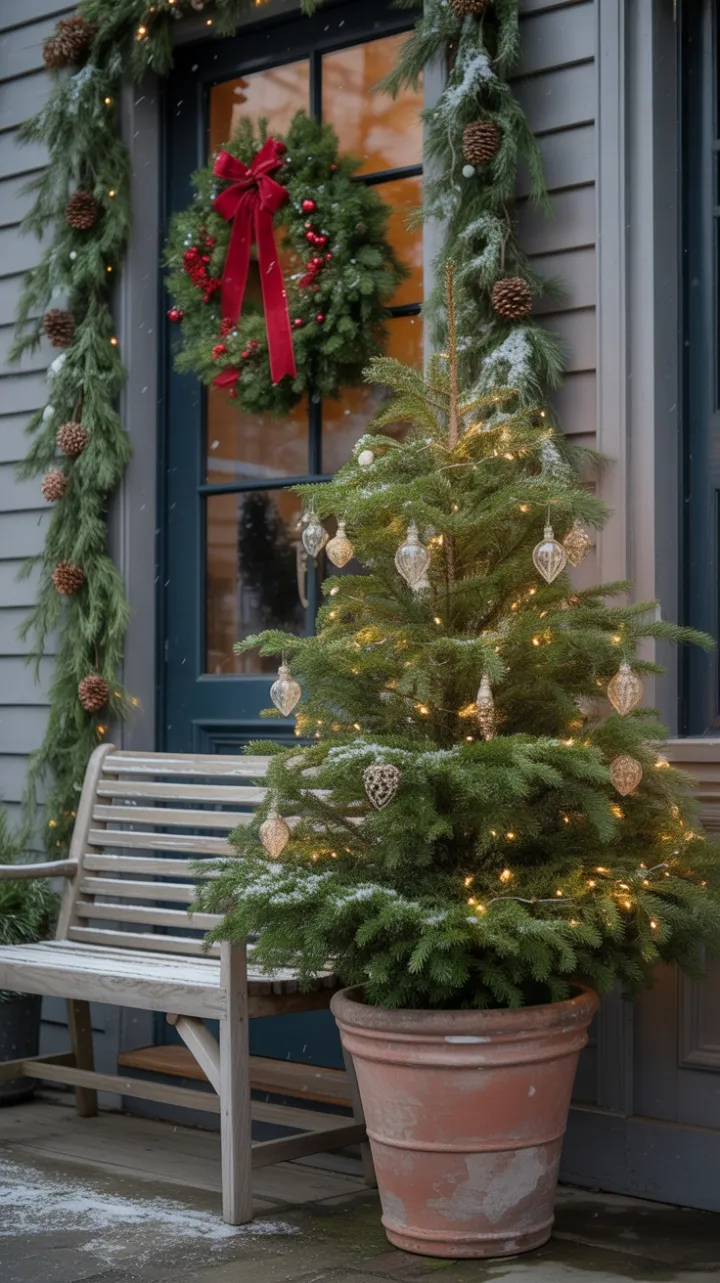 Snow-Kissed Victorian Porch Dressed in Timeless Christmas Charm