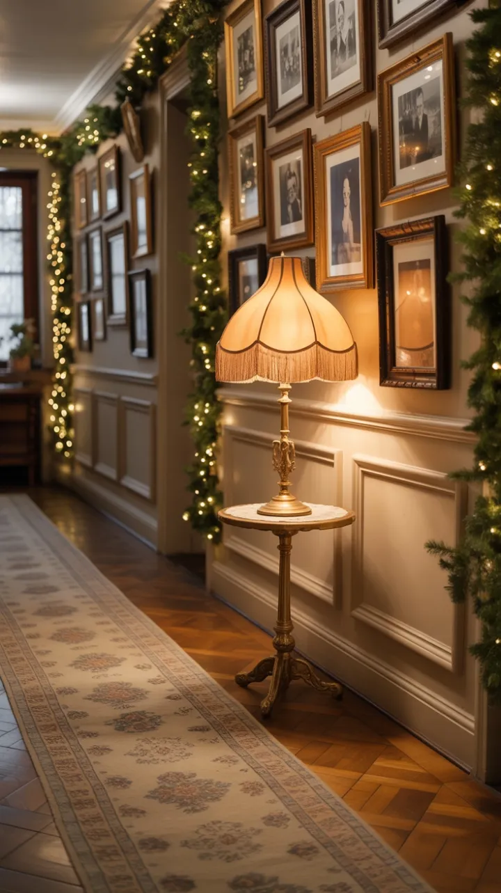 Timeless Holiday Glow in a Gilded Hallway