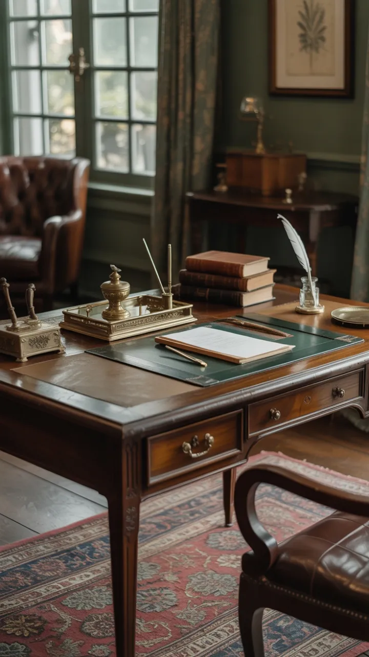 Timeless Study in Mahogany and Emerald