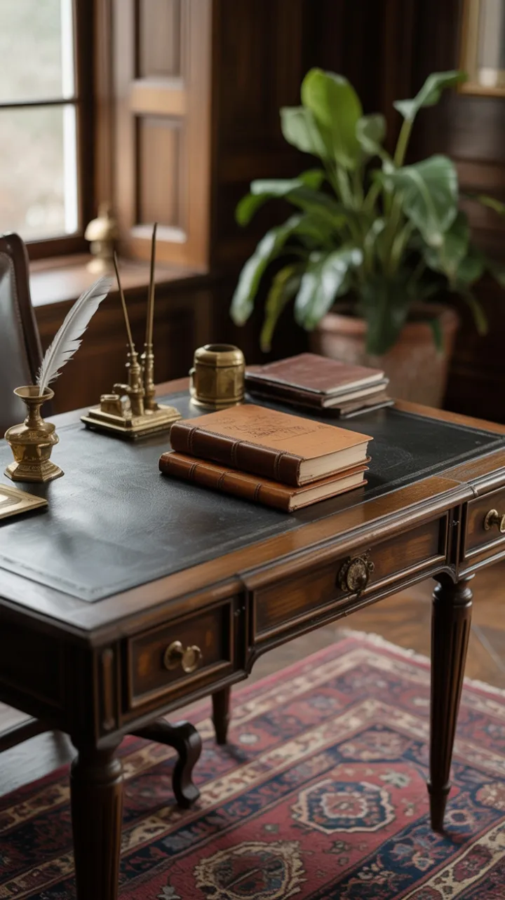 A Vintage Writer's Sanctuary of Ink, Leather and Light