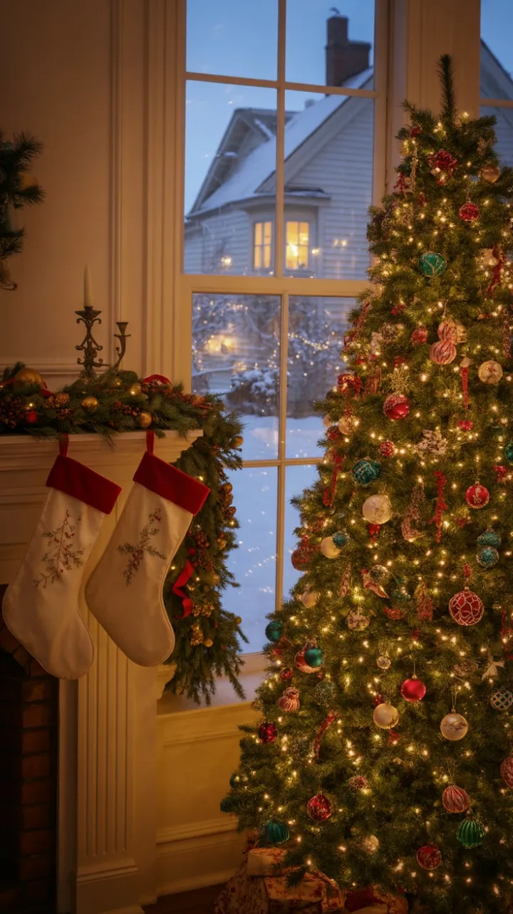 Timeless Christmas Hearth in a Victorian Winter Glow