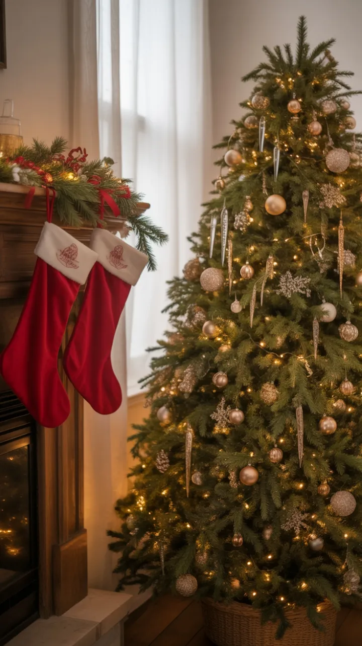 Cozy Christmas Glow with Gold and Velvet