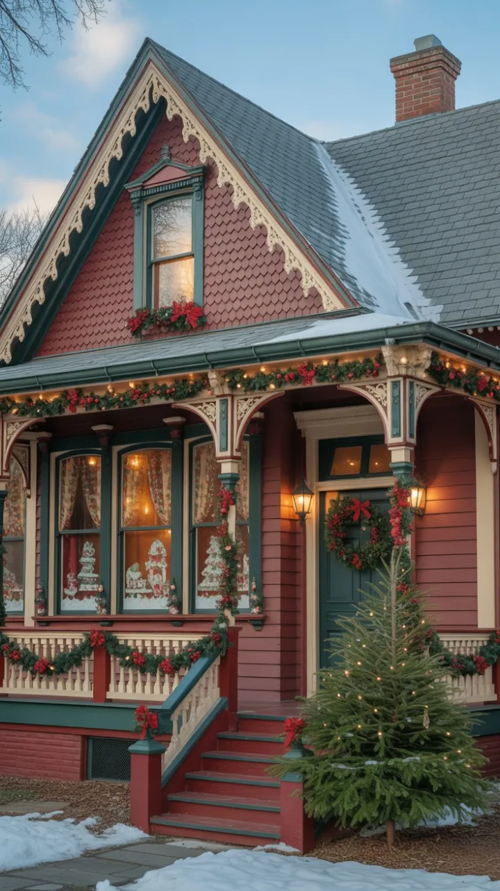 Victorian House Dressed in Vintage Christmas Splendor