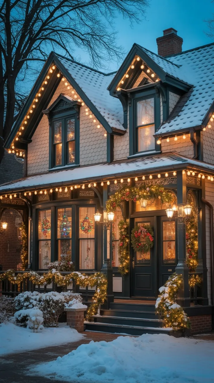 Twinkling Victorian Christmas Under a Soft Winter Glow