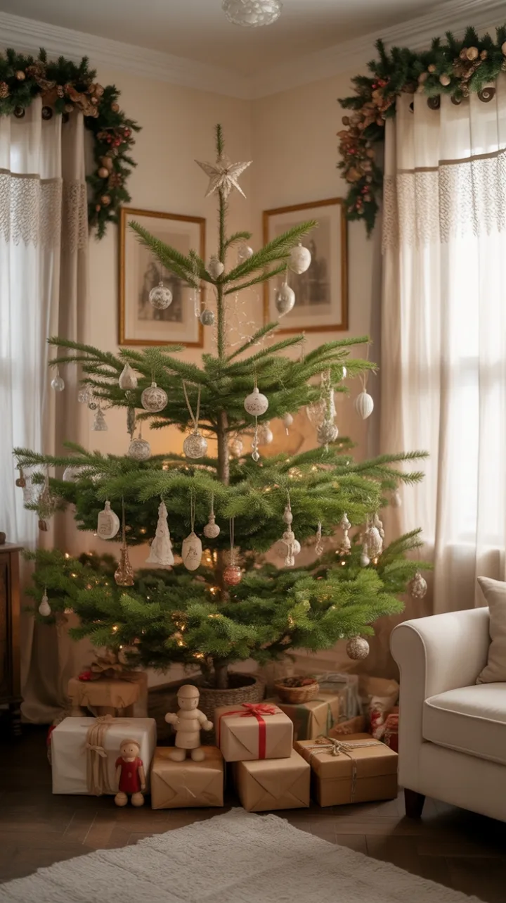 Timeless Holiday Charm in a Vintage Living Room