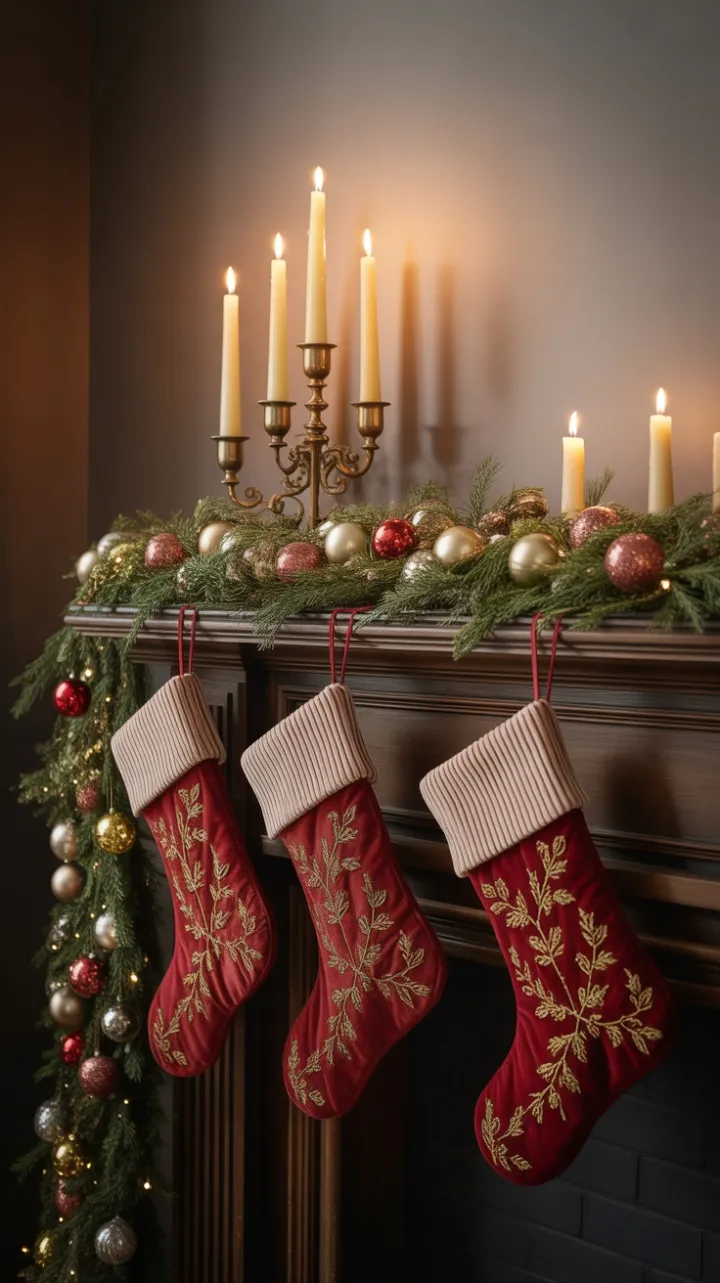 Heirloom Velvet and Beeswax Holiday Mantel