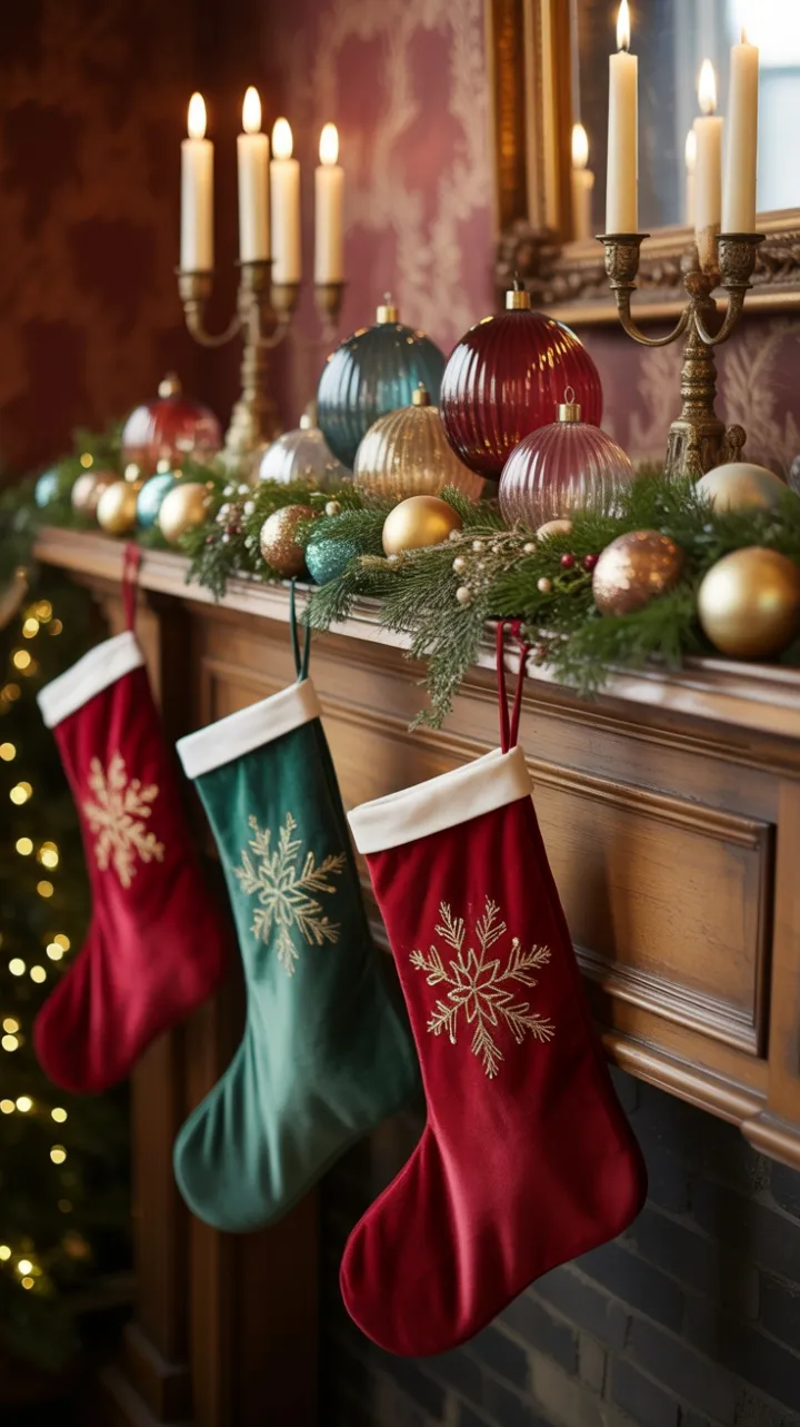 Heirloom Holiday Mantel in Crimson and Emerald