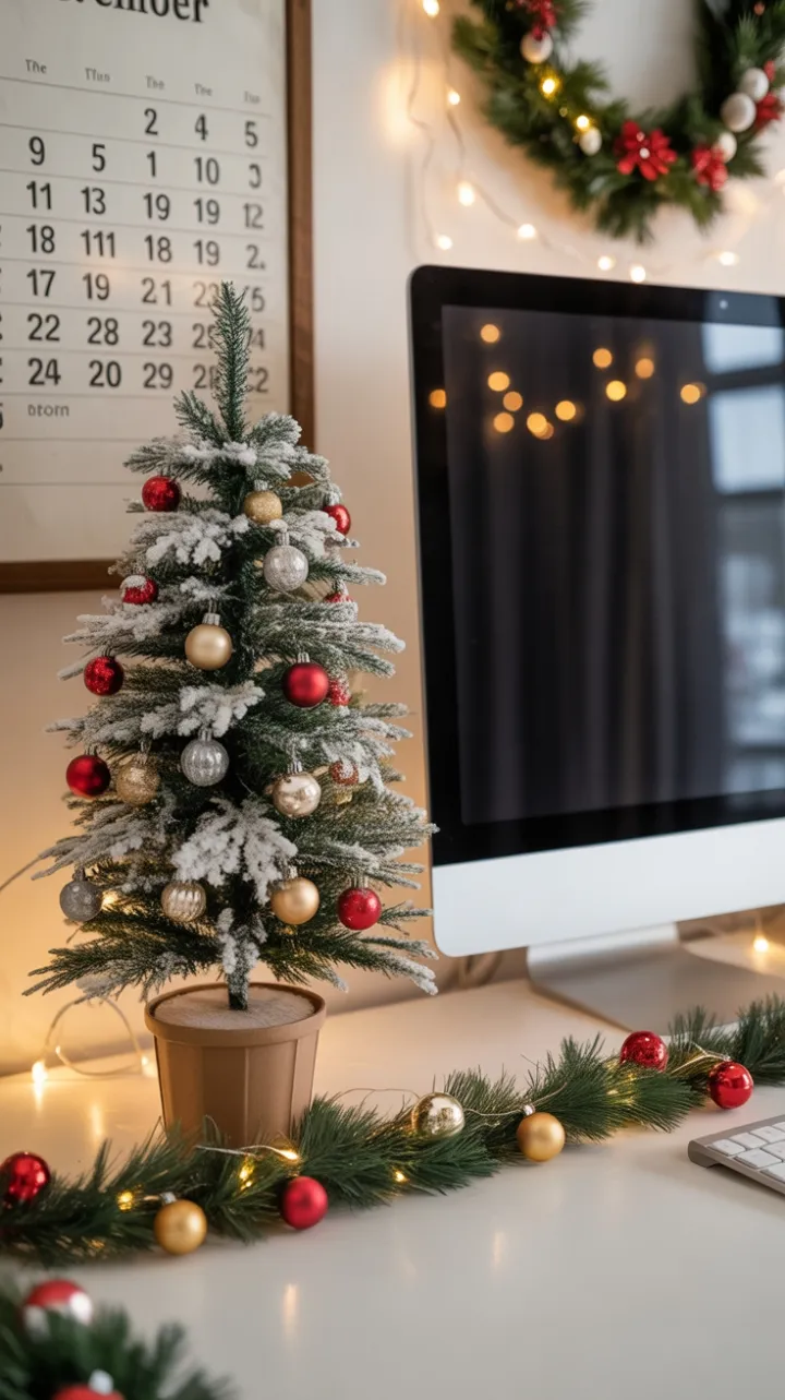 Cozy Vintage Christmas Desk Bathed in Winter Light