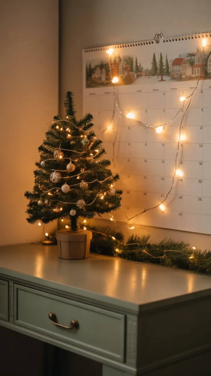 Holiday Glow on a Vintage Desk