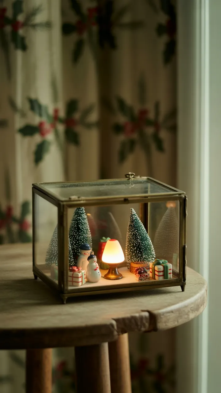Nostalgic Holiday Charm in a Vintage Glass Cabinet