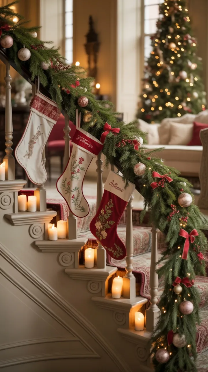 Heirloom Holiday Charm on a Grand Staircase