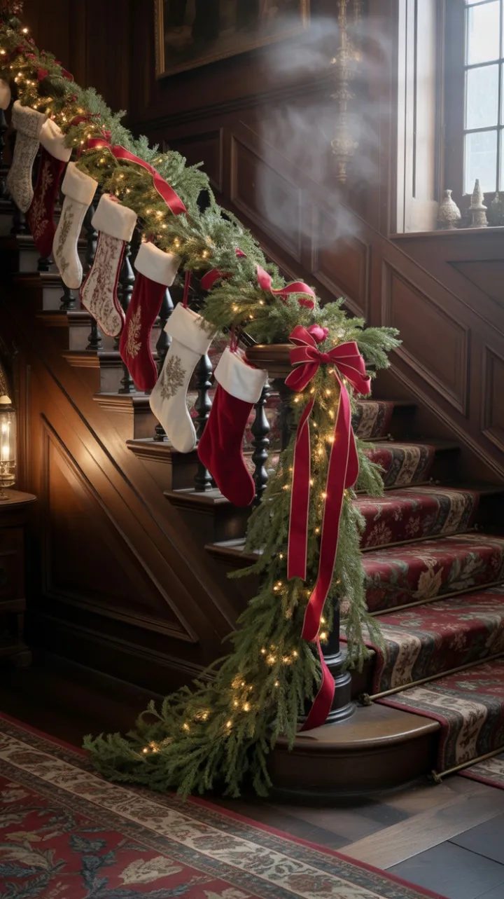 Heritage Staircase Dressed in Timeless Yuletide Elegance