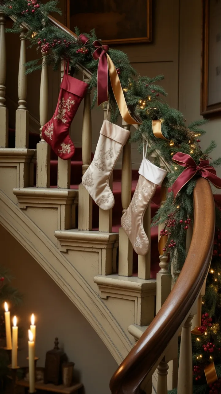 Heirloom Holiday Along the Curved Staircase