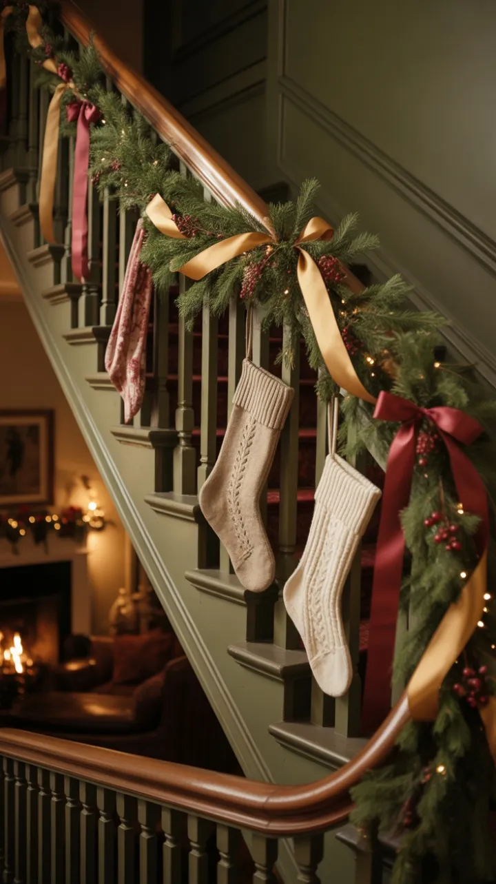 Timeless Holiday Elegance on a Heritage Staircase