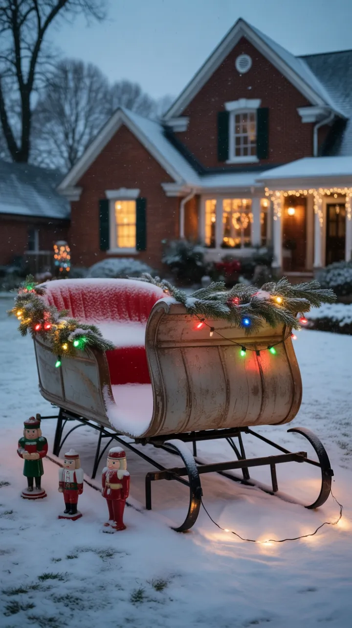 Snowy Sleigh and Retro Holiday Charm