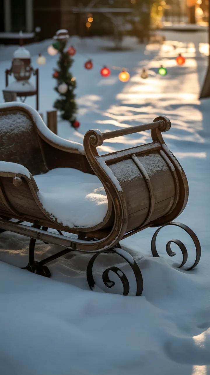 Heirloom Sleigh Bathed in Golden Winter Light