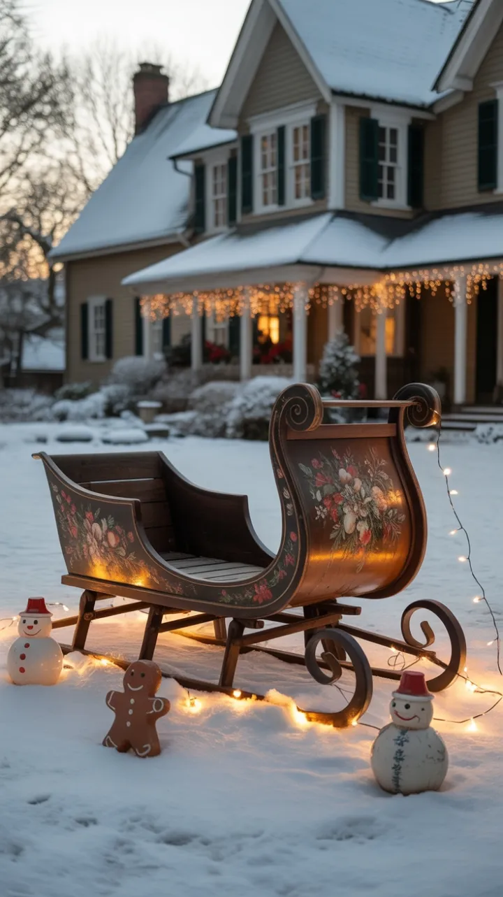 Antique Sleigh and Whimsical Snowbound Charm