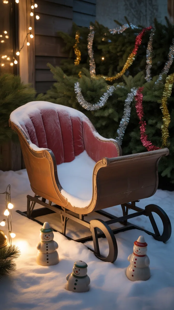 Nostalgic Sleigh in a Timeless Winter Yard