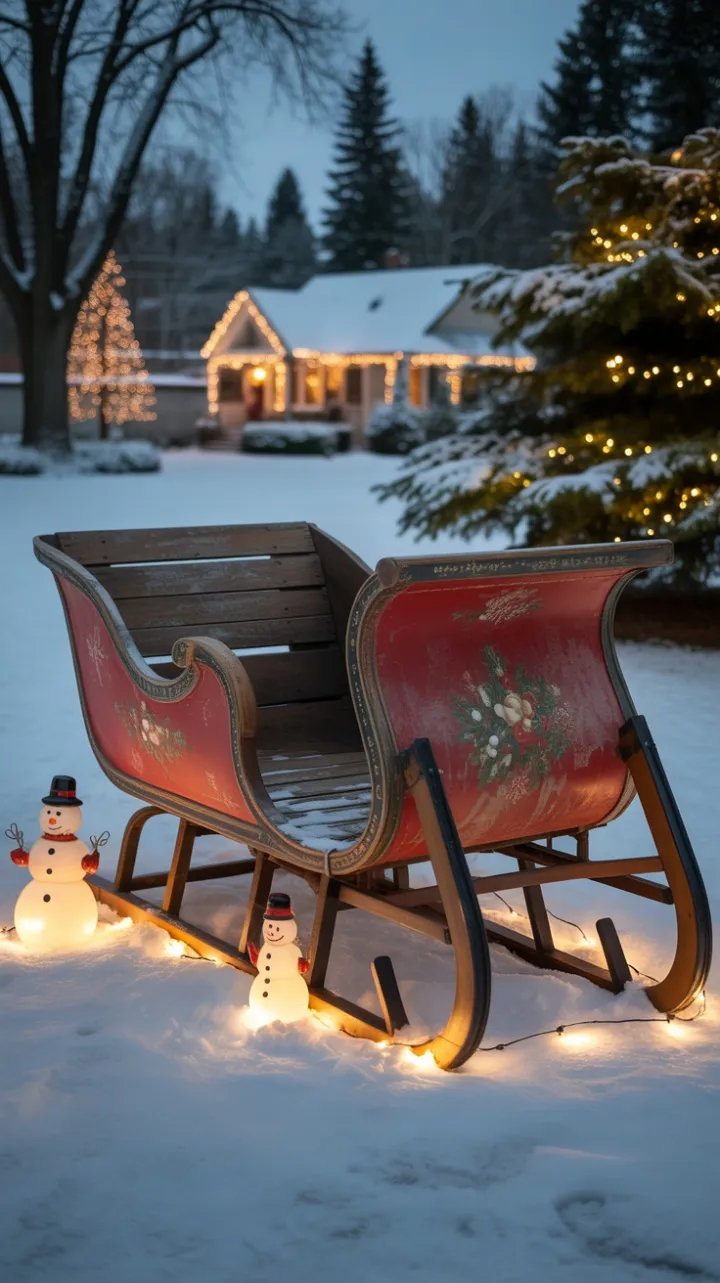 Vintage Sleigh Serenade in Snowlit Splendor