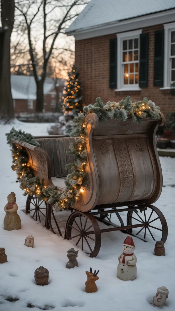 Antique Sleigh Bathed in Golden Winter Light