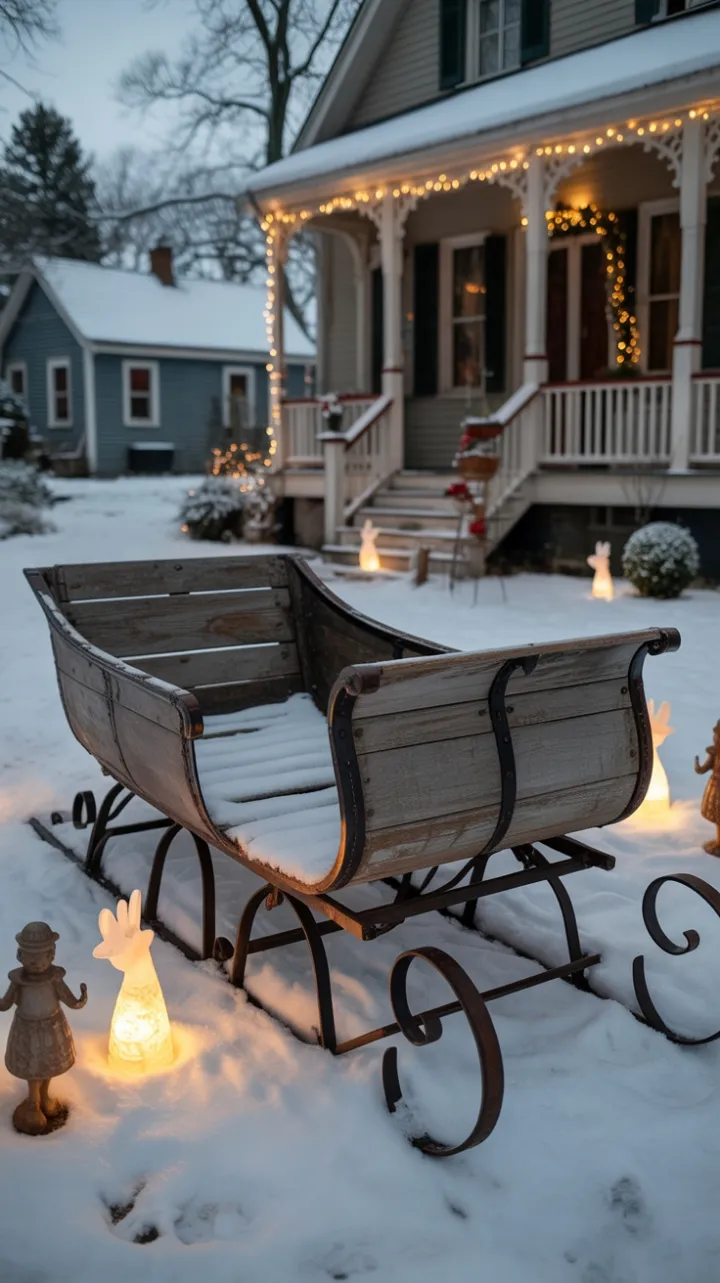 Antique Sleigh in a Victorian Christmas Glow