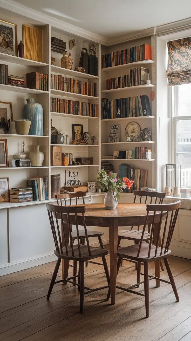 With its inviting ambiance and vintage home decor, this cottage dining room inspires a warm and stylish vintage home design perfect for gatherings.