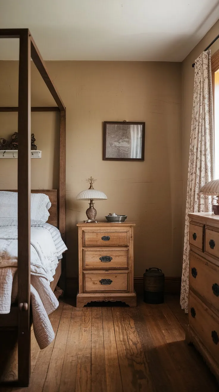 Transform your master bedroom into a cozy vintage farmhouse retreat with rustic decor, wooden furniture, and a refreshing country style.
