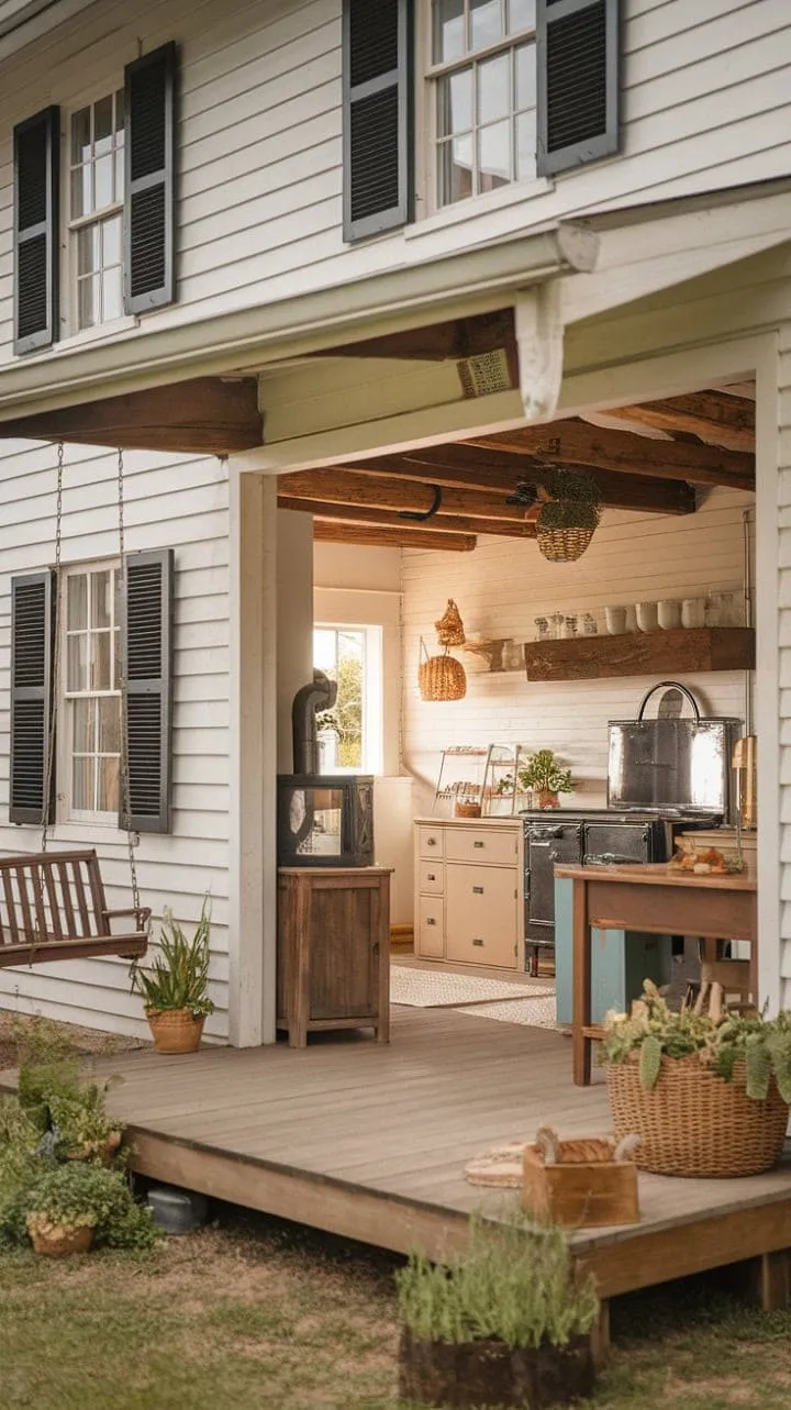 Waking up in this charming farmhouse, where sunlight and the aroma of coffee embrace you, feels like nature's warm hug.