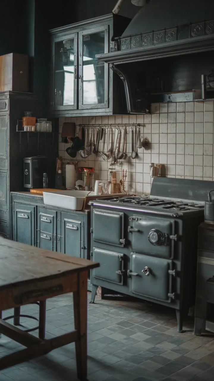 In this vintage kitchen, the fragrant spices and echoes of the past weave together a tapestry of home-cooked magic and cherished memories.