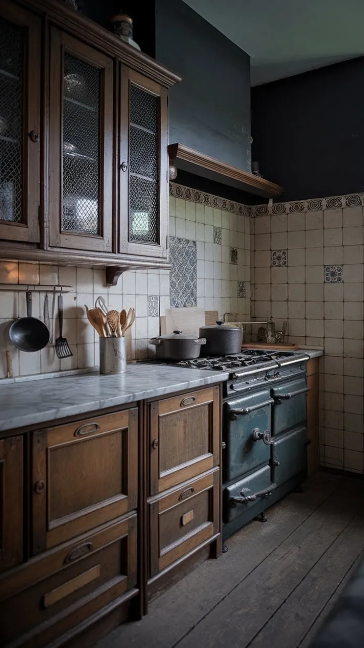 This vintage kitchen artfully fuses rich culinary tradition with modern comfort, transforming every meal into a vibrant celebration.