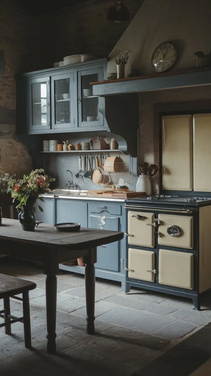 In this vintage kitchen, the air is thick with the rich aroma of spices and the echoes of generations, crafting a timeless sanctuary of cherished memories.