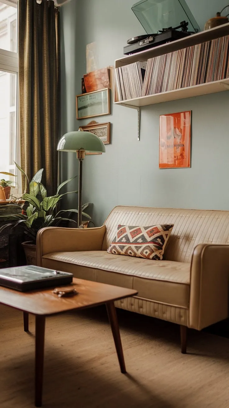 Transform your vintage apartment into a dream space with these vintage living room ideas featuring retro home decor, a cozy beige sofa, and charming accents for the ultimate vintage home vibes.